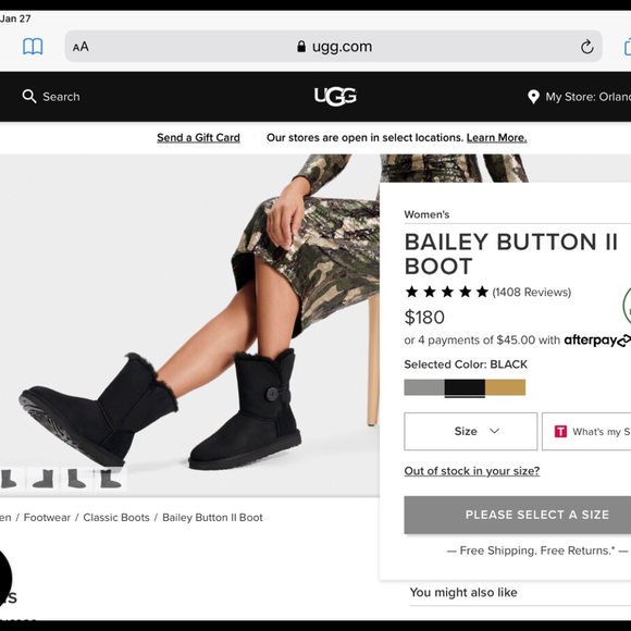 UGG Black Bailey Button II boots, size 7 EUC - Picture 10 of 11